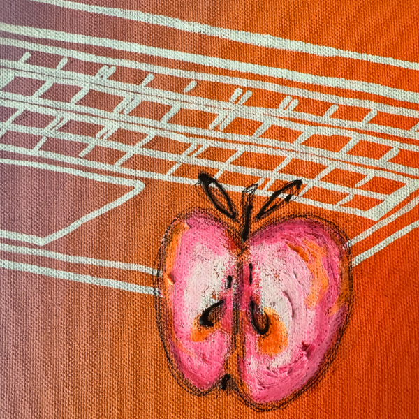 Arbeit Apfel vor Computer